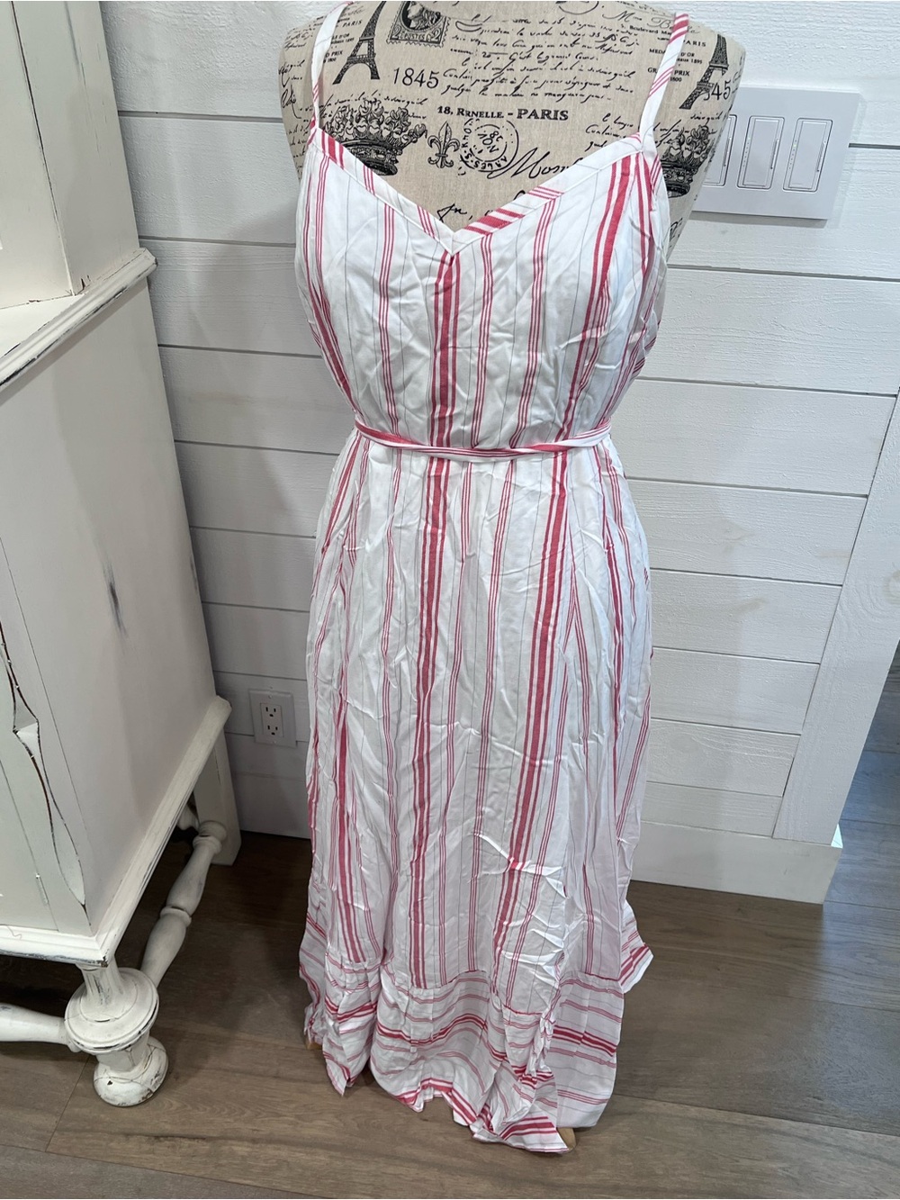 torrid White and Pink Striped Spaghetti‑Strap Maxi Dress